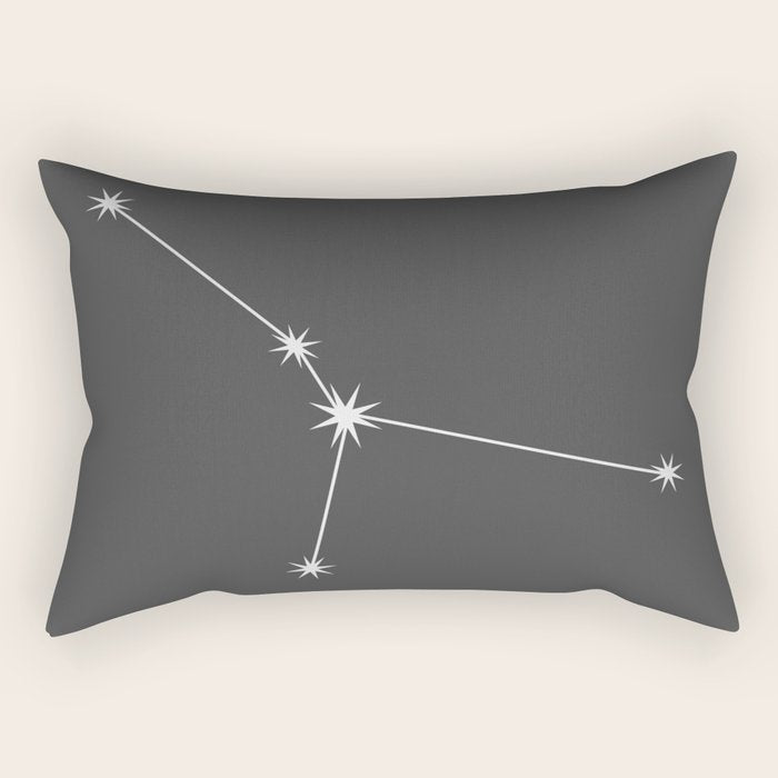 Cancer Zodiac Star Constellation Line Art Grey Rectangular Pillow Gallery Image 2