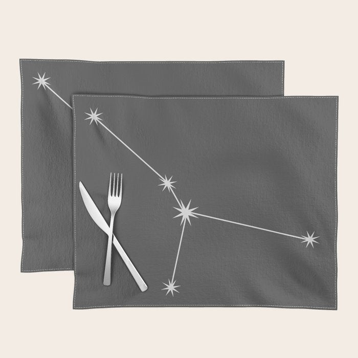 Cancer Zodiac Star Constellation Line Art Grey Placemat Gallery Image 1