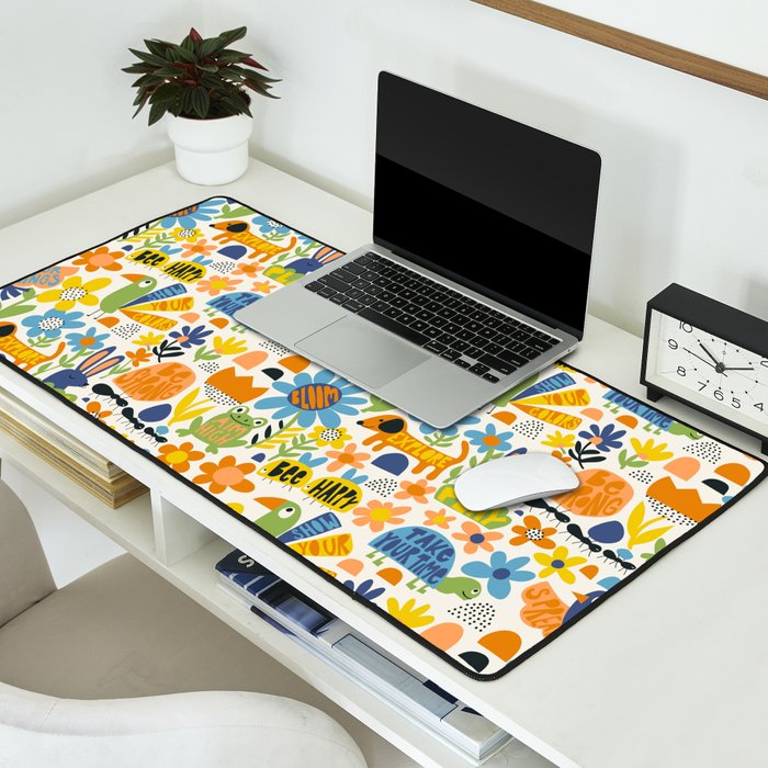Playful Meadow Cute Animals with Motivational Affirmations - Great Outdoors Desk Mat Gallery Image 2