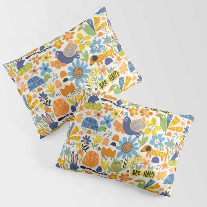 Playful Meadow Cute Animals with Motivational Affirmations - Great Outdoors Pillow Sham Gallery Image 3