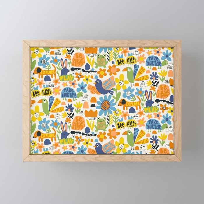 Playful Meadow Cute Animals with Motivational Affirmations - Great Outdoors Mini Art Print Gallery Image 1