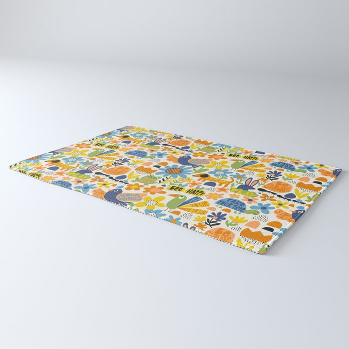 Playful Meadow Cute Animals with Motivational Affirmations - Great Outdoors Rug Gallery Image 3