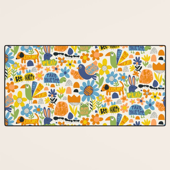 Playful Meadow Cute Animals with Motivational Affirmations - Great Outdoors Desk Mat Gallery Image 3