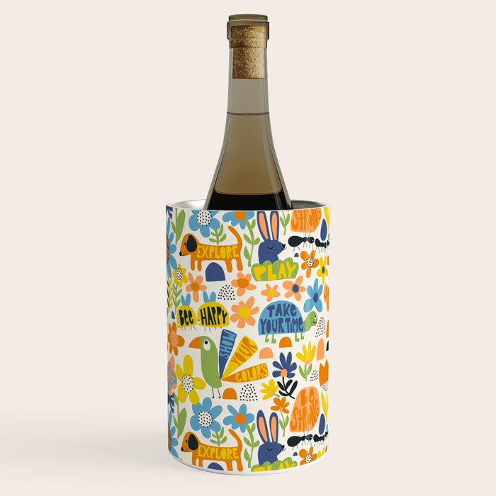 Playful Meadow Cute Animals with Motivational Affirmations - Great Outdoors Wine Chiller Gallery Image 2