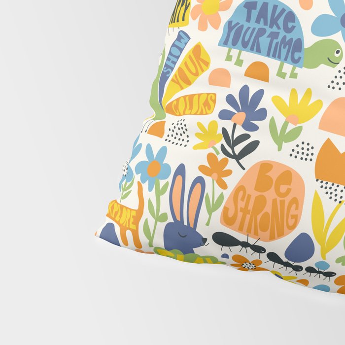 Playful Meadow Cute Animals with Motivational Affirmations - Great Outdoors Pillow Sham Gallery Image 4