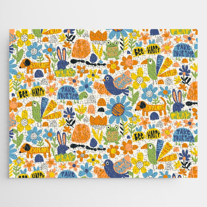 Playful Meadow Cute Animals with Motivational Affirmations - Great Outdoors Jigsaw Puzzle Gallery Image 1