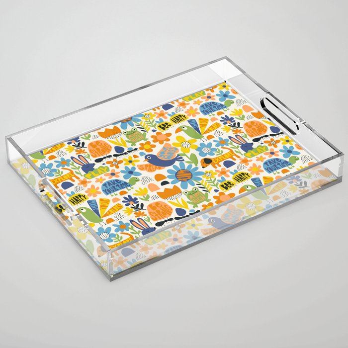 Playful Meadow Cute Animals with Motivational Affirmations - Great Outdoors Acrylic Tray Gallery Image 1