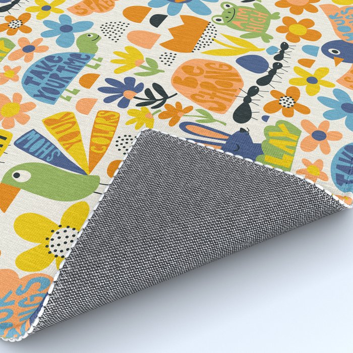 Playful Meadow Cute Animals with Motivational Affirmations - Great Outdoors Rug Gallery Image 4