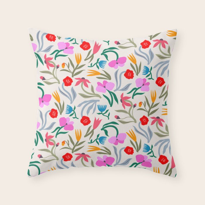 Wild Botanica Bloom - Romantic Abstract Floral Pattern Throw Pillow Gallery Image 1