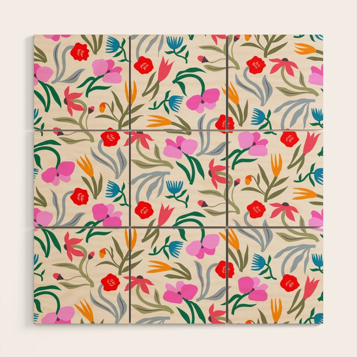 Wild Botanica Bloom - Romantic Abstract Floral Pattern Wood Wall Art Gallery Image 1