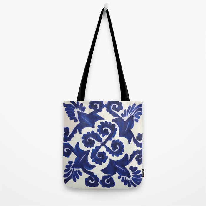 Talavera mexican tile traditional blue ceramic mosaic Tote Bag Gallery Image 2