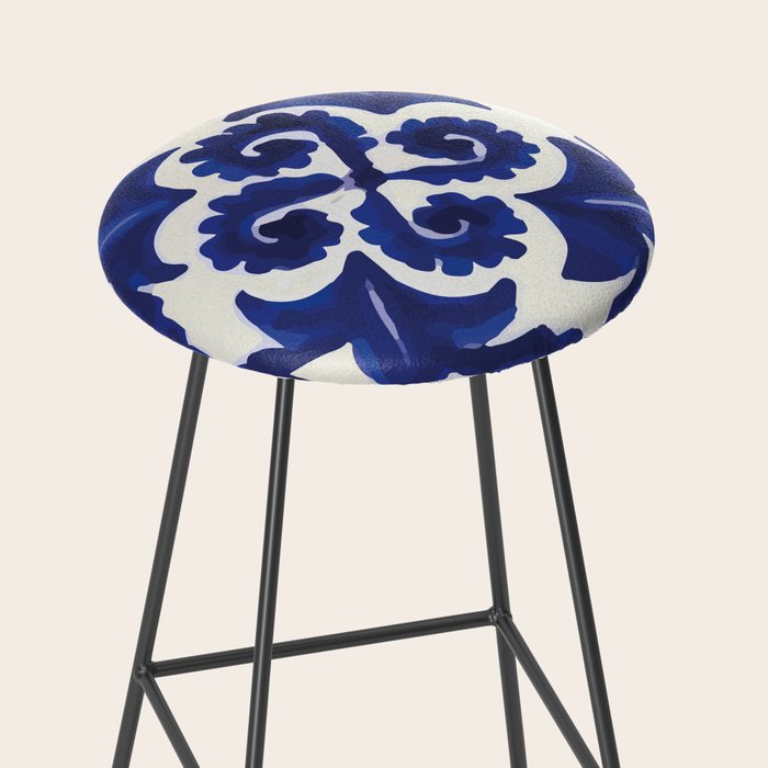 Talavera mexican tile traditional blue ceramic mosaic Stool Gallery Image 2