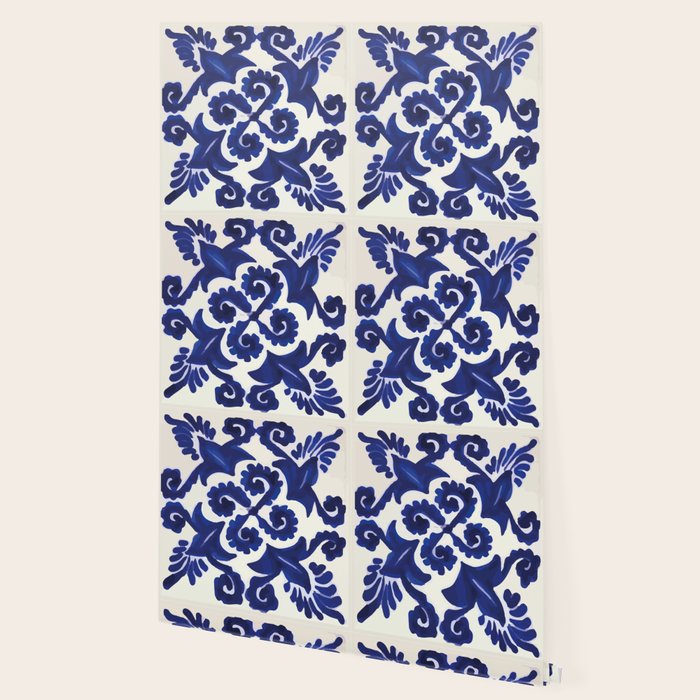 Talavera mexican tile traditional blue ceramic mosaic Wallpaper Gallery Image 2