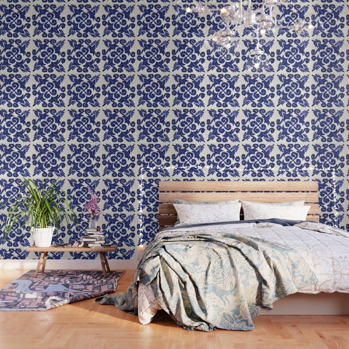 Talavera mexican tile traditional blue ceramic mosaic Wallpaper Gallery Image 1