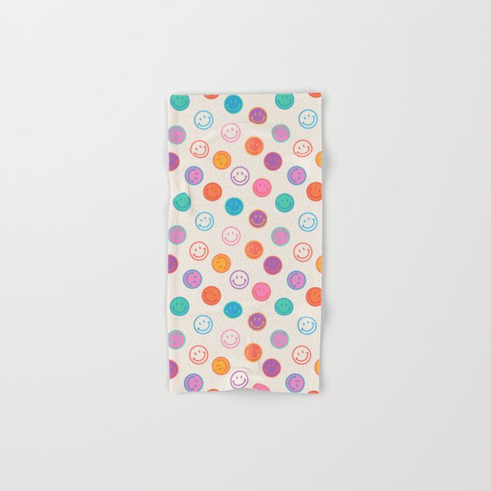 Retro Rainbow Smiling Faces Pattern Bath Towel Gallery Image 1