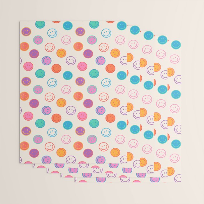 Retro Rainbow Smiling Faces Pattern Wrapping Paper Gallery Image 3