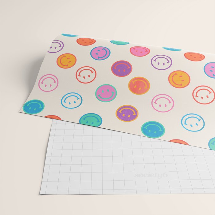 Retro Rainbow Smiling Faces Pattern Wrapping Paper Gallery Image 2