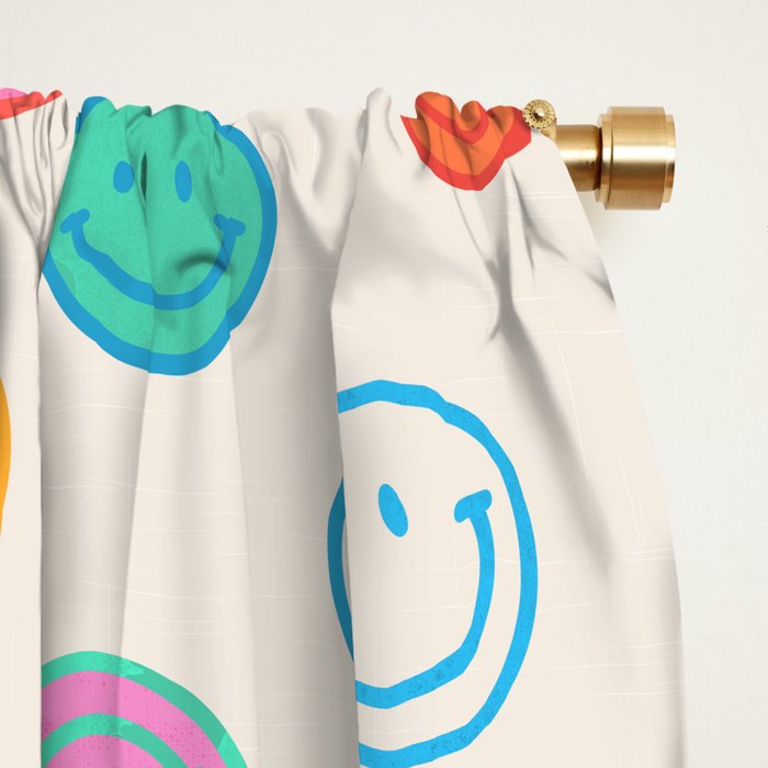 Retro Rainbow Smiling Faces Pattern Window Curtain Gallery Image 2
