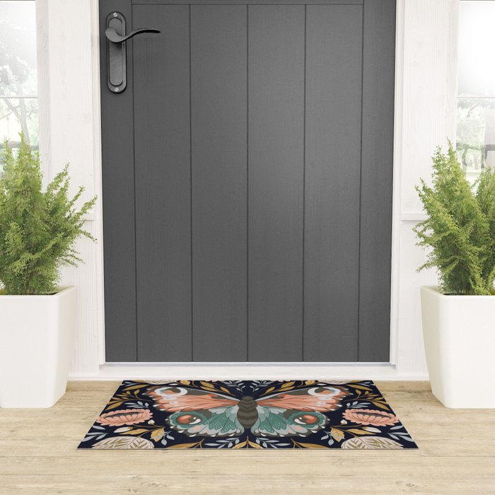 William Morris Butterfly - Midnight Garden Welcome Mat Gallery Image 3
