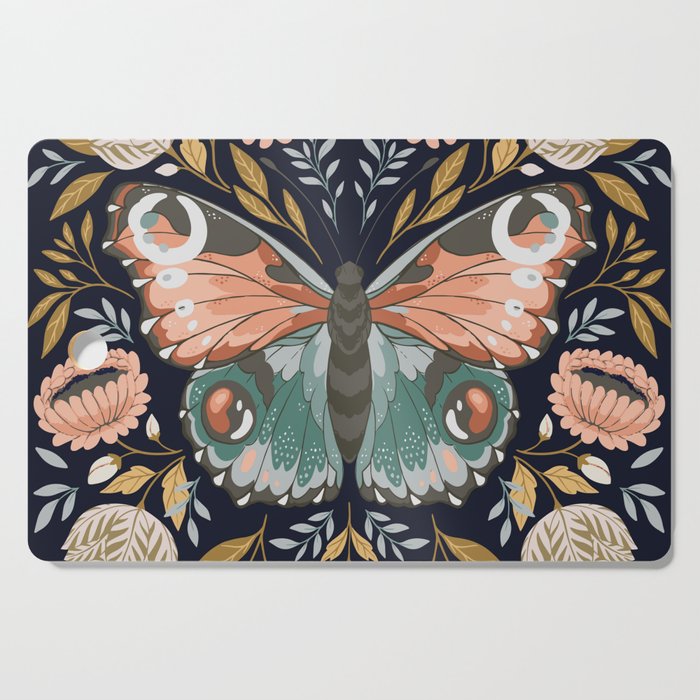 William Morris Butterfly - Midnight Garden Cutting Board Gallery Image 1
