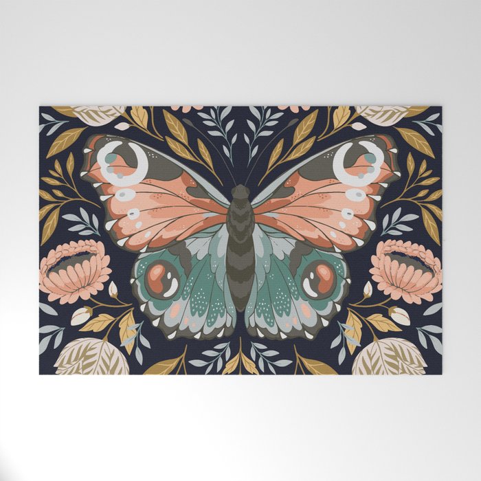 William Morris Butterfly - Midnight Garden Welcome Mat Gallery Image 1