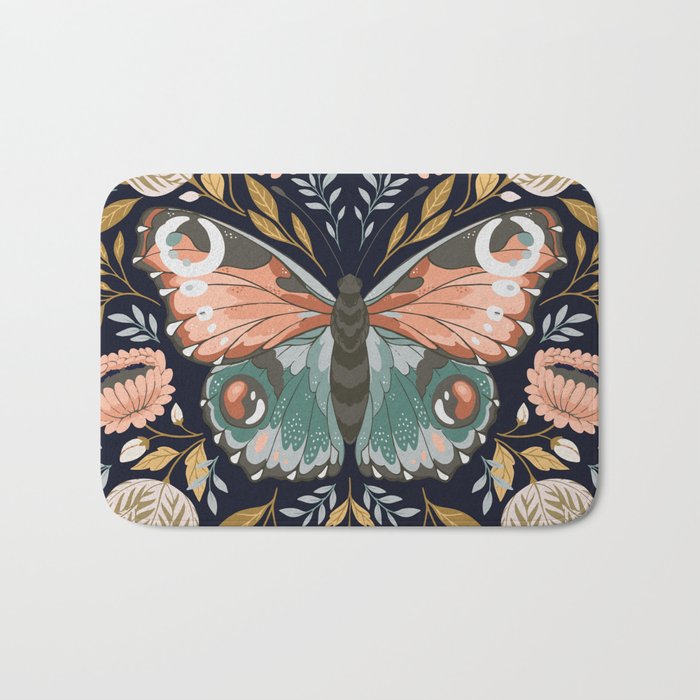William Morris Butterfly - Midnight Garden Bath Mat Gallery Image 1