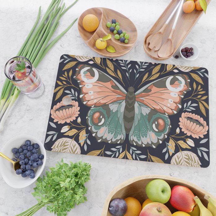 William Morris Butterfly - Midnight Garden Cutting Board Gallery Image 2