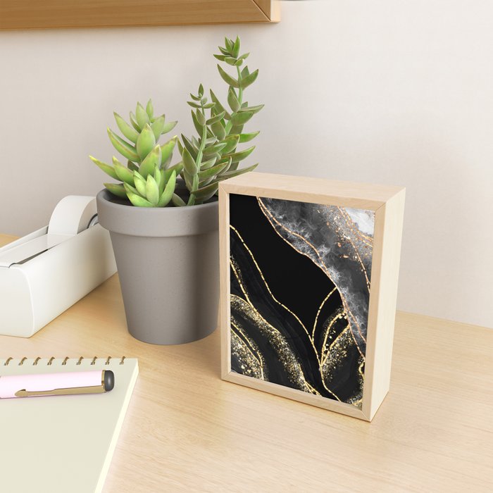 Black Night Glamour Marble Landscape Mini Art Print Gallery Image 2