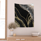 Black Night Glamour Marble Landscape Wall Tapestry Gallery Image 2