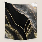 Black Night Glamour Marble Landscape Wall Tapestry Gallery Image 4