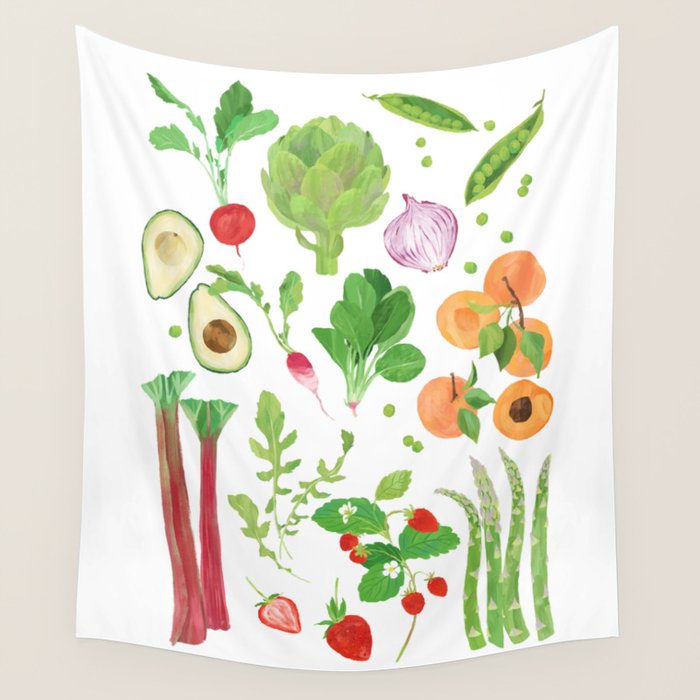 Spring Fruits & Vegetables Wall Tapestry Gallery Image 4