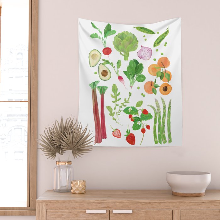 Spring Fruits & Vegetables Wall Tapestry Gallery Image 2