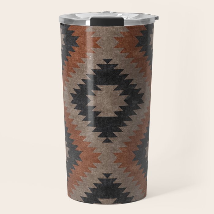 aztec neutrals - inkwell & taupe Travel Mug Gallery Image 1