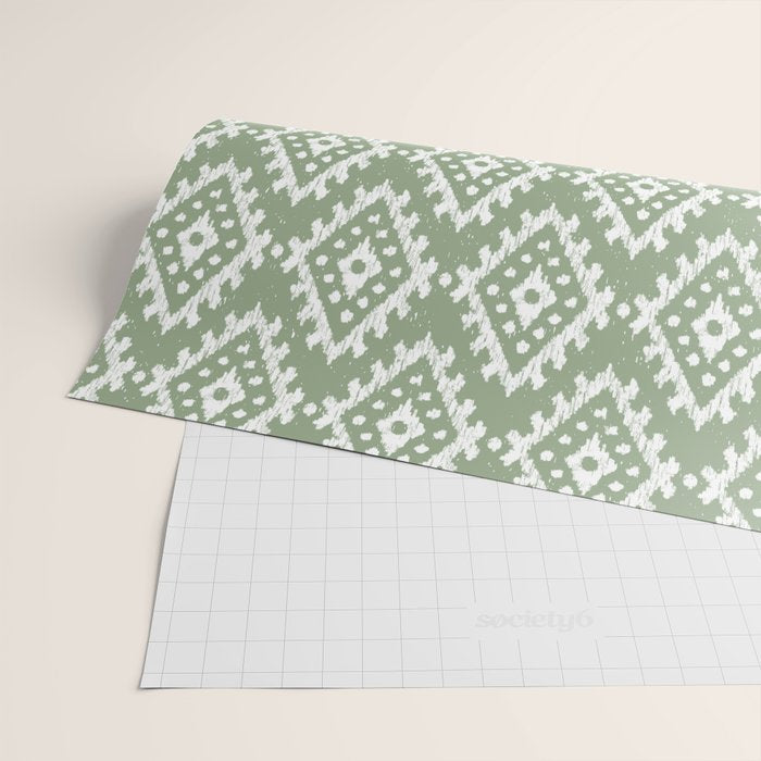 Coastl Ikat | Pistachio Wrapping Paper Gallery Image 2