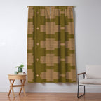 Southwestern Minimalist Retro Green & Pink Window Curtain Gallery Image 5