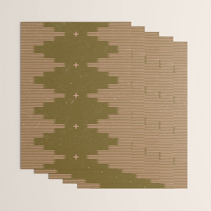 Southwestern Minimalist Retro Green & Pink Wrapping Paper Gallery Image 3