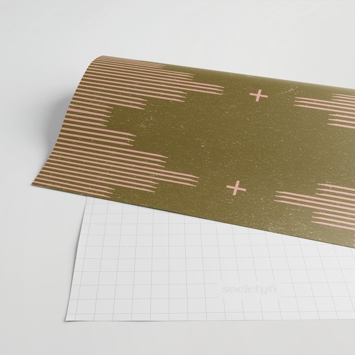 Southwestern Minimalist Retro Green & Pink Wrapping Paper Gallery Image 2