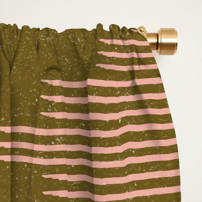 Southwestern Minimalist Retro Green & Pink Window Curtain Gallery Image 2