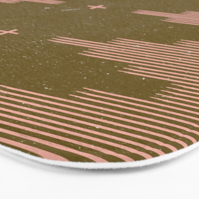 Southwestern Minimalist Retro Green & Pink Bath Mat Gallery Image 3