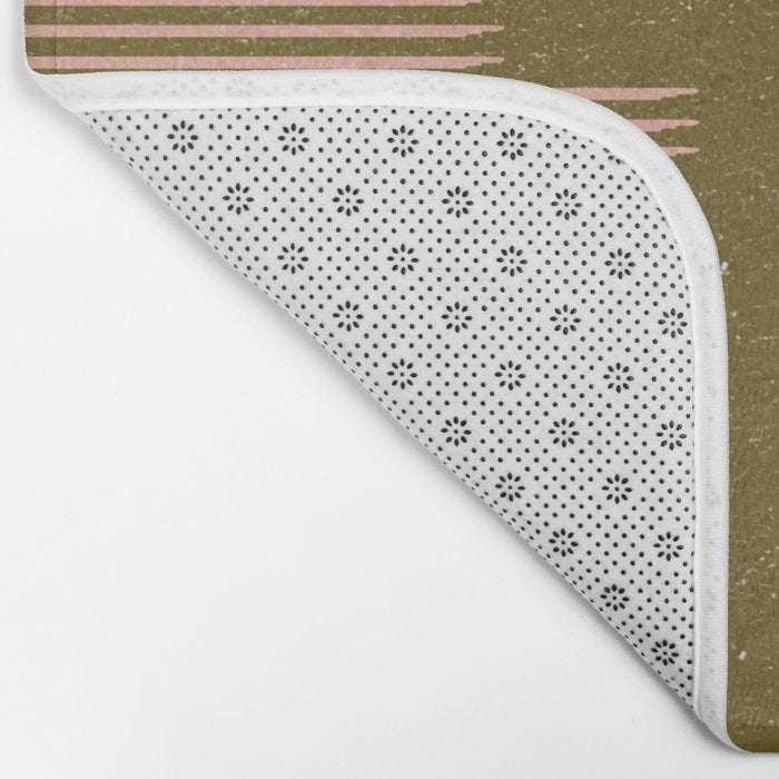 Southwestern Minimalist Retro Green & Pink Bath Mat Gallery Image 2