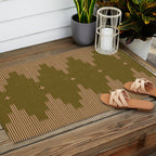 Southwestern Minimalist Retro Green & Pink Outdoor Rug Gallery Image 2