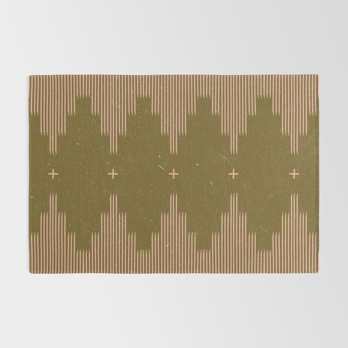 Southwestern Minimalist Retro Green & Pink Rug Gallery Image 2