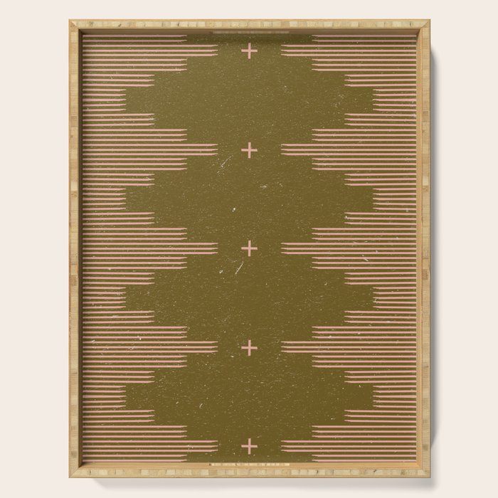 Southwestern Minimalist Retro Green & Pink Serving Tray Gallery Image 1