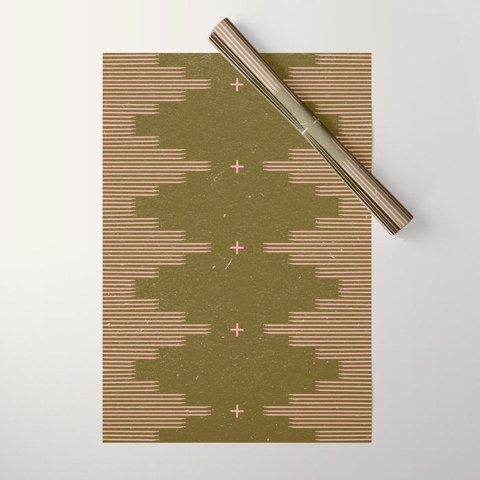 Southwestern Minimalist Retro Green & Pink Wrapping Paper Gallery Image 1