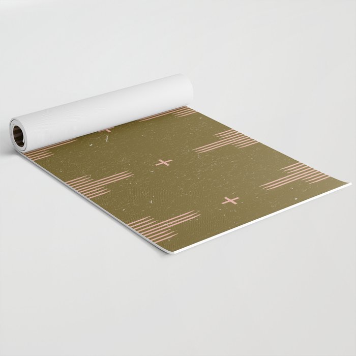 Southwestern Minimalist Retro Green & Pink Yoga Mat Gallery Image 2