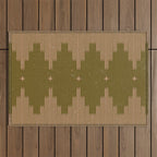 Southwestern Minimalist Retro Green & Pink Outdoor Rug Gallery Image 1