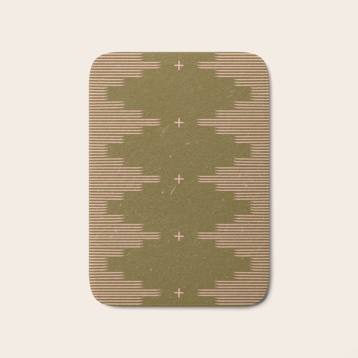 Southwestern Minimalist Retro Green & Pink Bath Mat Gallery Image 1