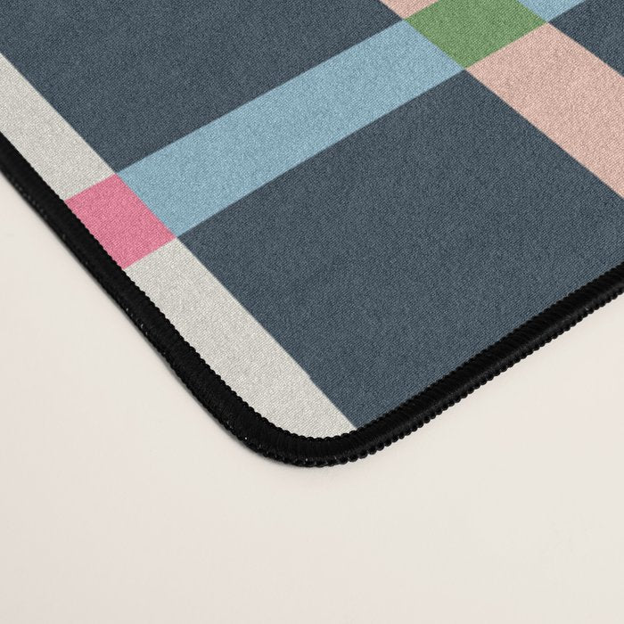 Windowpane Plaid Multicolor on Dark Blue Desk Mat Gallery Image 4