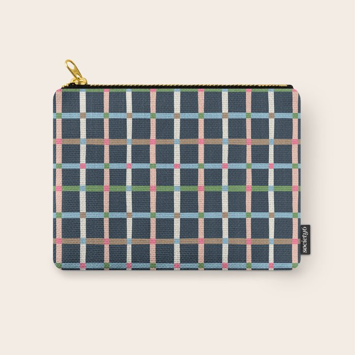 Windowpane Plaid Multicolor on Dark Blue Carry All Pouch Gallery Image 1