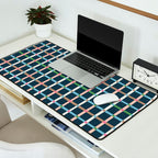 Windowpane Plaid Multicolor on Dark Blue Desk Mat Gallery Image 2